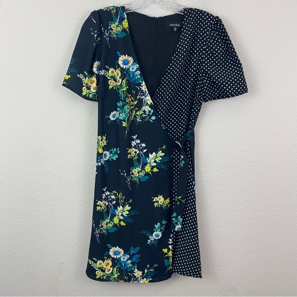 Anthropologie Lea & Viola Polka Dot & Floral Short Sleeve Dress XS